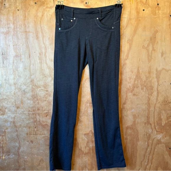 Kuhl Mova Straight Leg Charcoal Gray Heather Knit Stretch Low Rise Pant - Picture 2 of 14